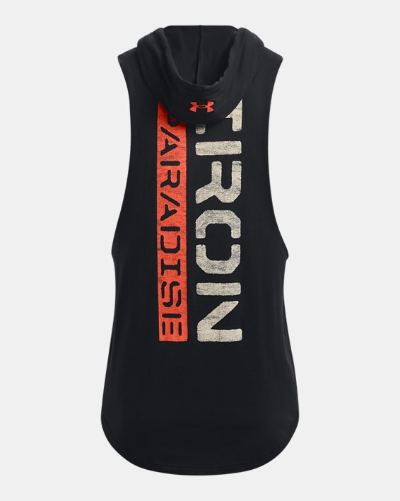 Men's Project Rock Iron Paradise Sleeveless Hoodie in Black image number 5
